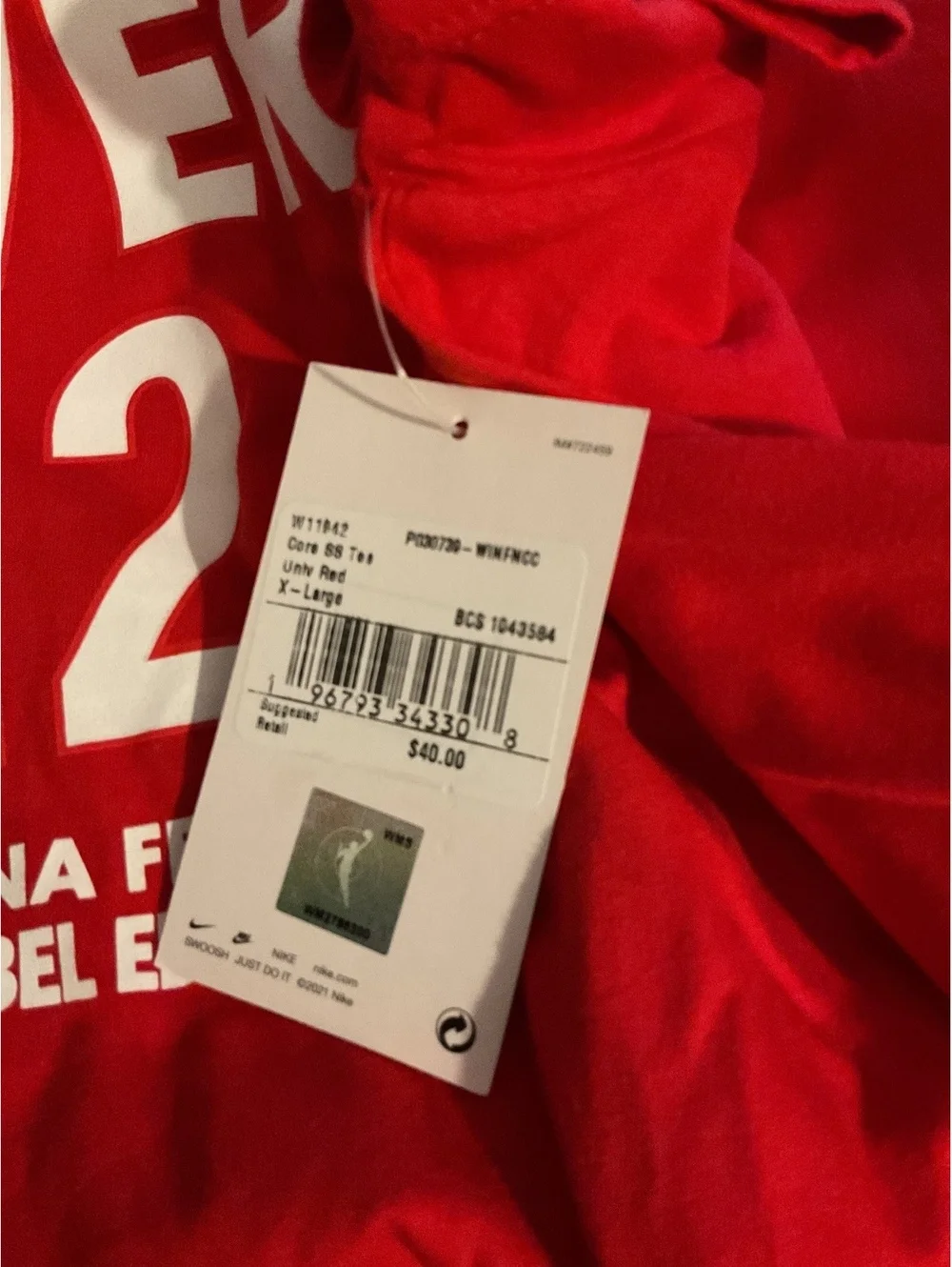 NWT New Nike Women’s Indiana Fever Caitlin Clark #22 Rebel Red T-Shirt - XL